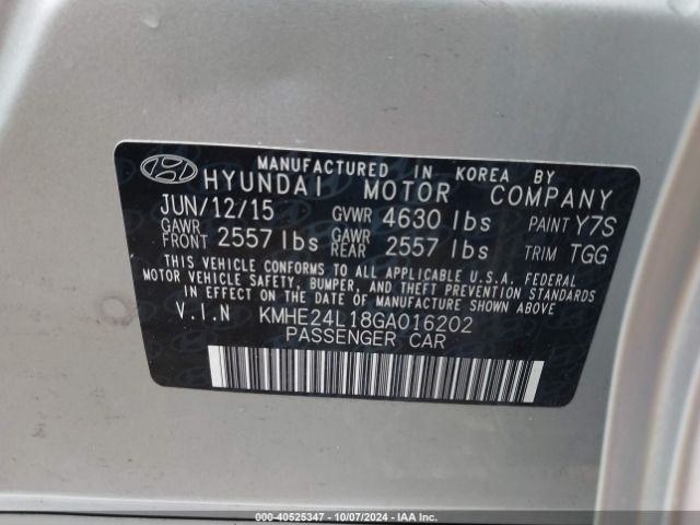 Photo 8 VIN: KMHE24L18GA016202 - HYUNDAI SONATA 