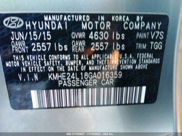 Photo 8 VIN: KMHE24L18GA016359 - HYUNDAI SONATA 