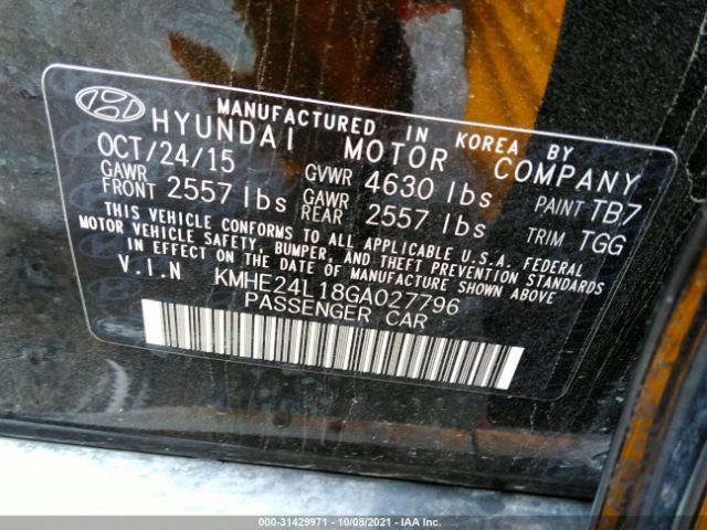 Photo 8 VIN: KMHE24L18GA027796 - HYUNDAI SONATA HYBRID 