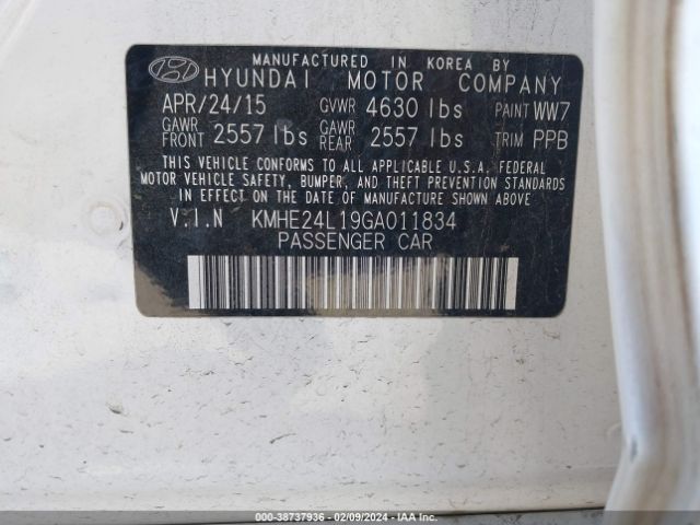 Photo 8 VIN: KMHE24L19GA011834 - HYUNDAI SONATA HYBRID 