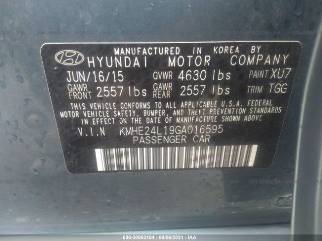 Photo 8 VIN: KMHE24L19GA016595 - HYUNDAI SONATA HYBRID 