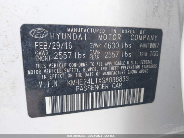 Photo 8 VIN: KMHE24L1XGA038833 - HYUNDAI SONATA HYBRID 