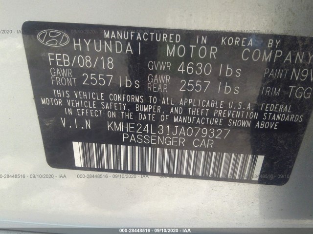 Photo 8 VIN: KMHE24L31JA079327 - HYUNDAI SONATA HYBRID 