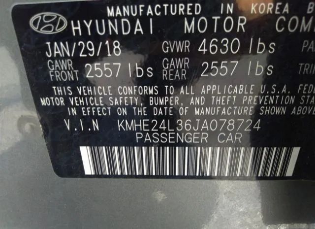 Photo 8 VIN: KMHE24L36JA078724 - HYUNDAI SONATA HYBRID 