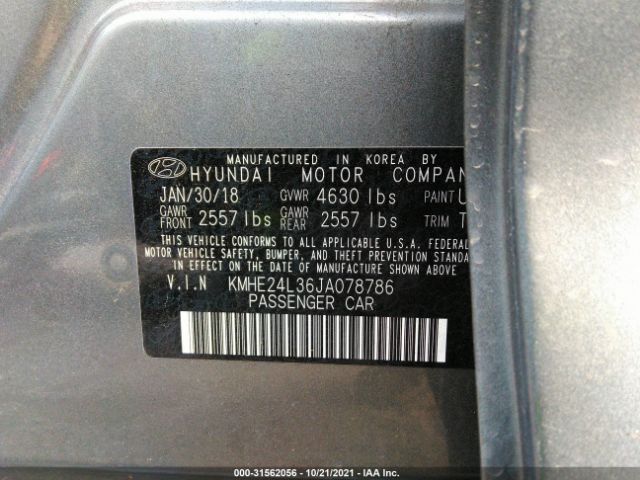 Photo 8 VIN: KMHE24L36JA078786 - HYUNDAI SONATA HYBRID 