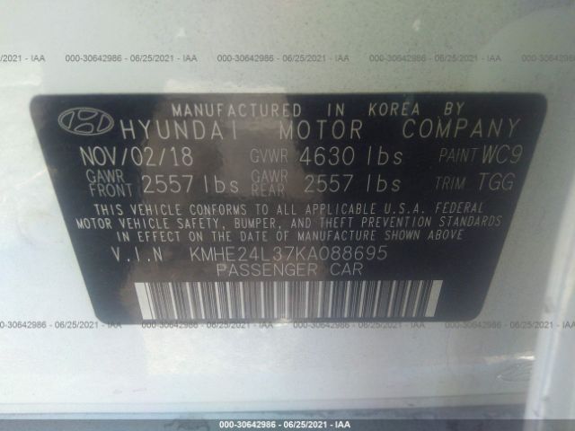 Photo 8 VIN: KMHE24L37KA088695 - HYUNDAI SONATA HYBRID 