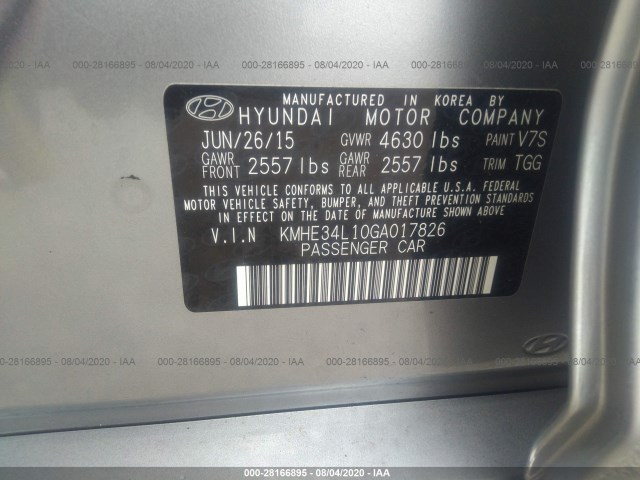 Photo 8 VIN: KMHE34L10GA017826 - HYUNDAI SONATA HYBRID 