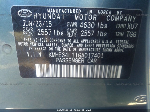 Photo 8 VIN: KMHE34L11GA017401 - HYUNDAI SONATA HYBRID 