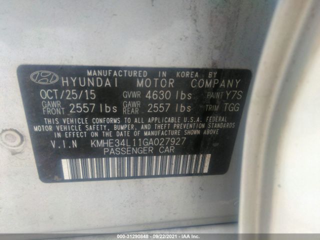 Photo 8 VIN: KMHE34L11GA027927 - HYUNDAI SONATA HYBRID 