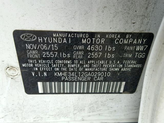 Photo 9 VIN: KMHE34L12GA029010 - HYUNDAI SONATA HYB 