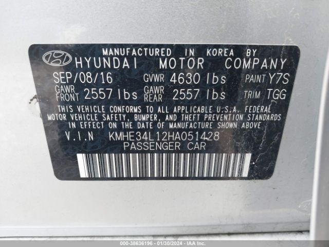 Photo 8 VIN: KMHE34L12HA051428 - HYUNDAI SONATA HYBRID 