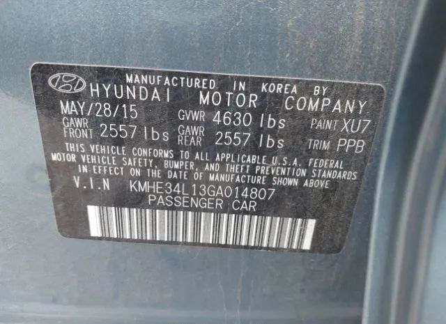 Photo 8 VIN: KMHE34L13GA014807 - HYUNDAI SONATA 