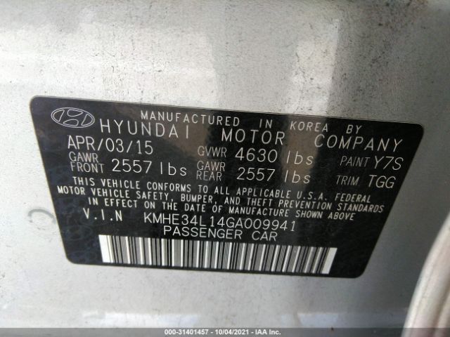 Photo 8 VIN: KMHE34L14GA009941 - HYUNDAI SONATA HYBRID 