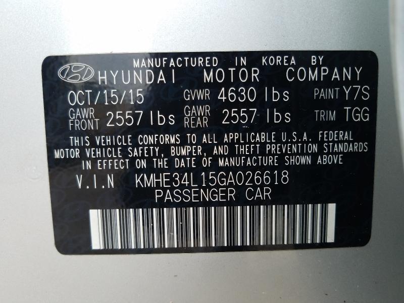 Photo 9 VIN: KMHE34L15GA026618 - HYUNDAI SONATA HYB 