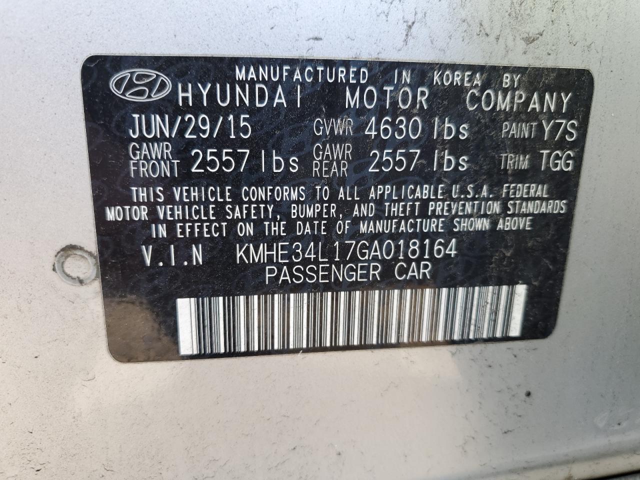 Photo 11 VIN: KMHE34L17GA018164 - HYUNDAI SONATA 