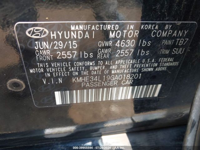 Photo 8 VIN: KMHE34L19GA018201 - HYUNDAI SONATA 