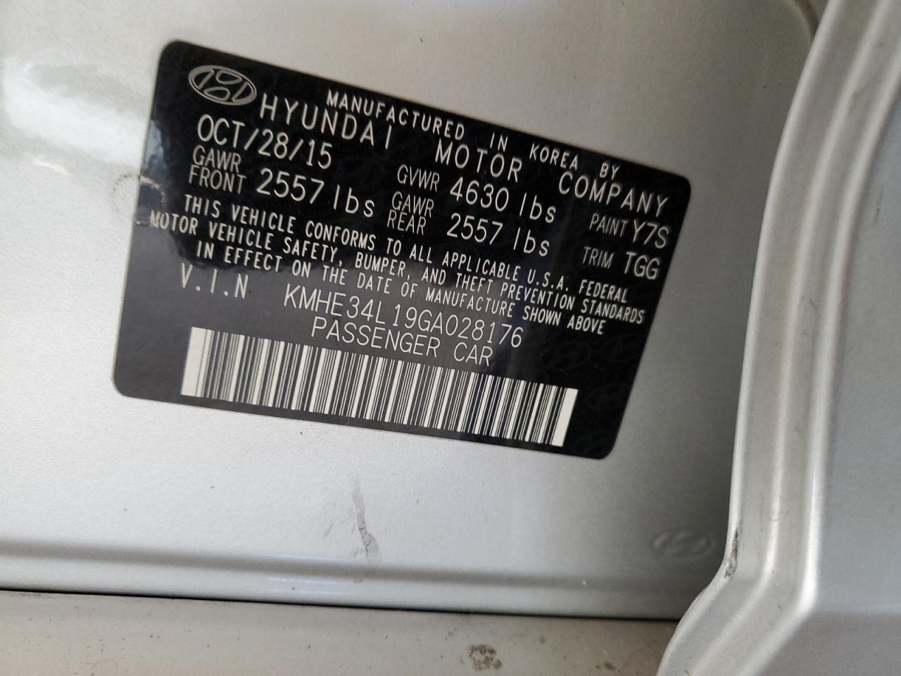 Photo 11 VIN: KMHE34L19GA028176 - HYUNDAI SONATA 