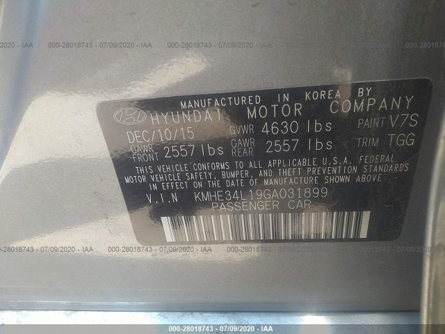 Photo 8 VIN: KMHE34L19GA031899 - HYUNDAI SONATA HYBRID 