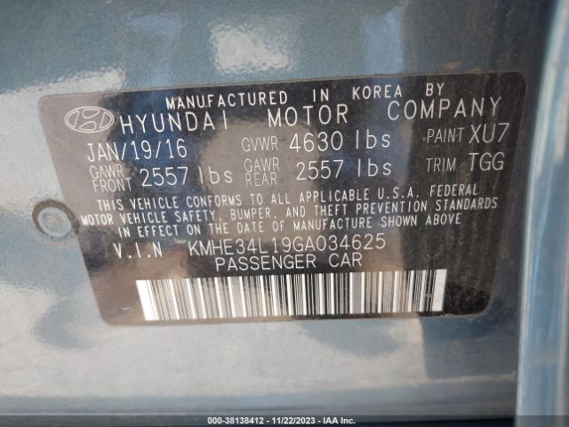 Photo 8 VIN: KMHE34L19GA034625 - HYUNDAI SONATA HYBRID 