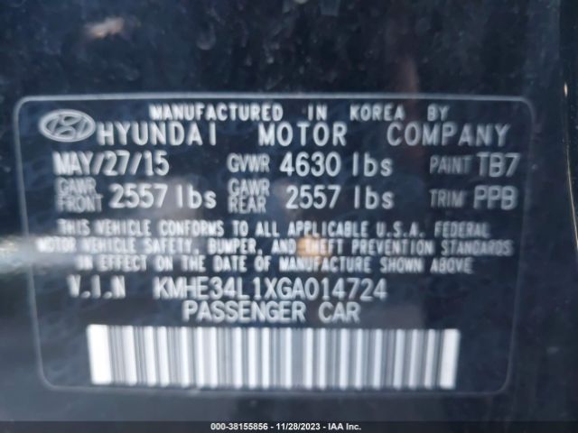 Photo 8 VIN: KMHE34L1XGA014724 - HYUNDAI SONATA 