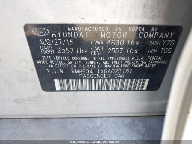 Photo 8 VIN: KMHE34L1XGA023181 - HYUNDAI SONATA HYBRID 