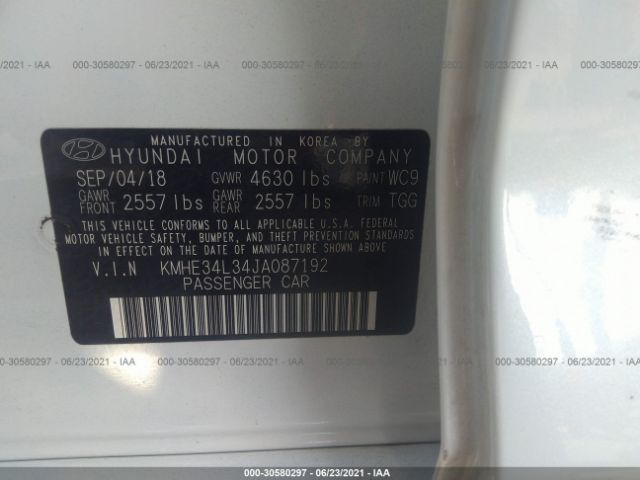 Photo 8 VIN: KMHE34L34JA087192 - HYUNDAI SONATA HYBRID 