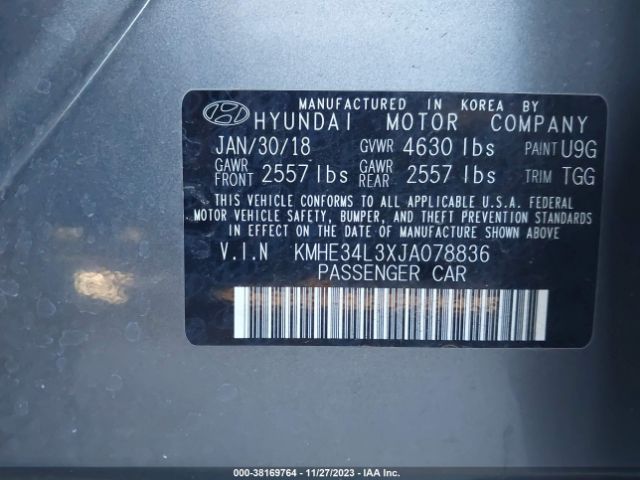 Photo 8 VIN: KMHE34L3XJA078836 - HYUNDAI SONATA HYBRID 