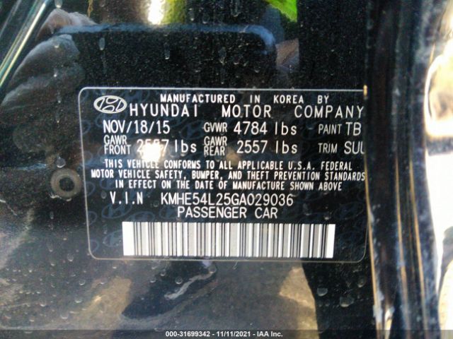 Photo 8 VIN: KMHE54L25GA029036 - HYUNDAI SONATA PLUG-IN HYBRID 