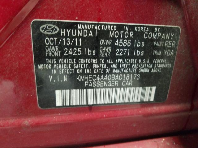 Photo 9 VIN: KMHEC4A40BA018173 - HYUNDAI SONATA HYB 