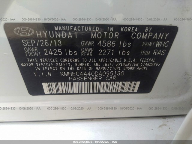 Photo 8 VIN: KMHEC4A40DA095130 - HYUNDAI SONATA 