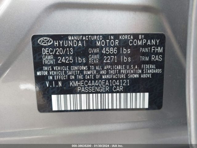 Photo 8 VIN: KMHEC4A40EA104121 - HYUNDAI SONATA HYBRID 