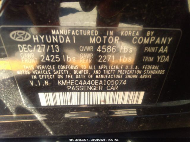 Photo 8 VIN: KMHEC4A40EA105074 - HYUNDAI SONATA HYBRID 