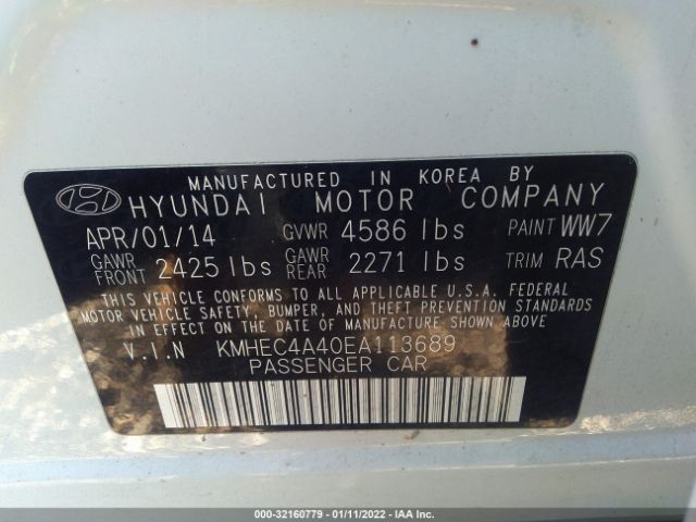 Photo 8 VIN: KMHEC4A40EA113689 - HYUNDAI SONATA HYBRID 