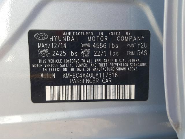 Photo 9 VIN: KMHEC4A40EA117516 - HYUNDAI SONATA 