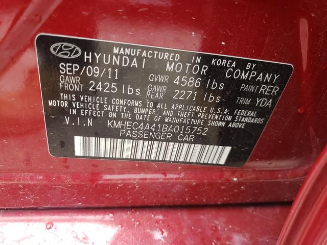 Photo 9 VIN: KMHEC4A41BA015752 - HYUNDAI SONATA HYB 