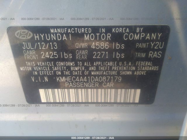 Photo 8 VIN: KMHEC4A41DA087179 - HYUNDAI SONATA HYBRID 