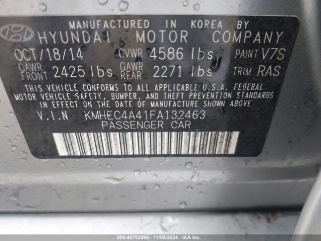 Photo 8 VIN: KMHEC4A41FA132463 - HYUNDAI SONATA 