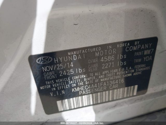 Photo 8 VIN: KMHEC4A41FA136416 - HYUNDAI SONATA HYBRID 