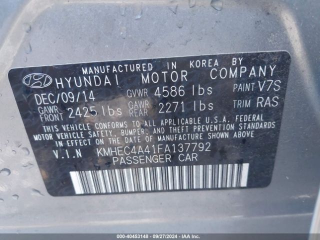 Photo 8 VIN: KMHEC4A41FA137792 - HYUNDAI SONATA 