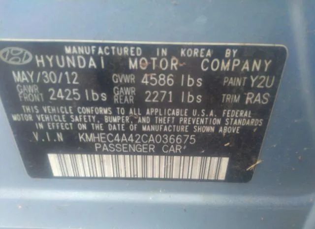 Photo 8 VIN: KMHEC4A42CA036675 - HYUNDAI SONATA 