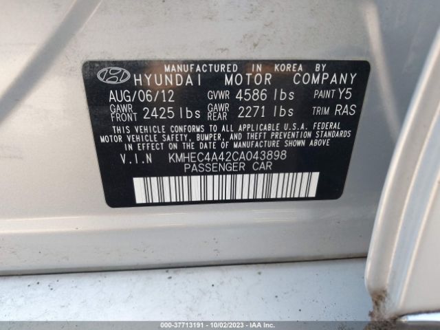 Photo 8 VIN: KMHEC4A42CA043898 - HYUNDAI SONATA HYBRID 