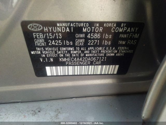 Photo 8 VIN: KMHEC4A42DA067121 - HYUNDAI SONATA HYBRID 