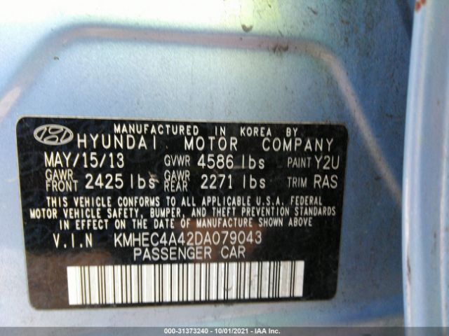 Photo 8 VIN: KMHEC4A42DA079043 - HYUNDAI SONATA 