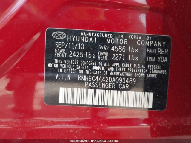 Photo 8 VIN: KMHEC4A42DA093489 - HYUNDAI SONATA HYBRID 