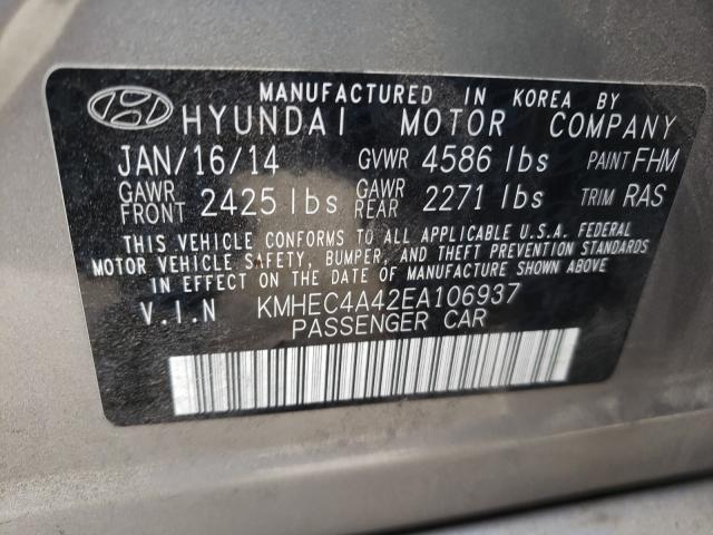 Photo 9 VIN: KMHEC4A42EA106937 - HYUNDAI SONATA 