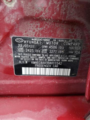 Photo 12 VIN: KMHEC4A43BA011542 - HYUNDAI SONATA 