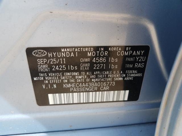 Photo 9 VIN: KMHEC4A43BA016773 - HYUNDAI SONATA HYB 