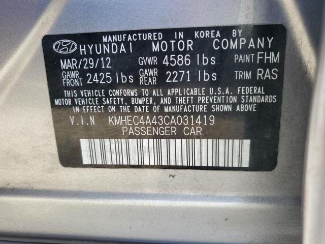 Photo 11 VIN: KMHEC4A43CA031419 - HYUNDAI SONATA HYB 