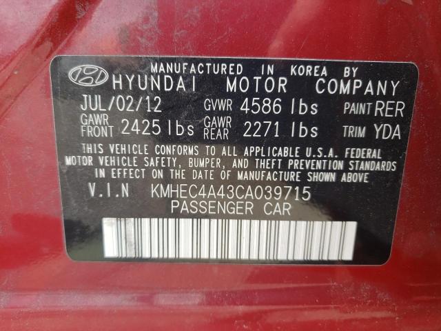 Photo 9 VIN: KMHEC4A43CA039715 - HYUNDAI SONATA HYB 