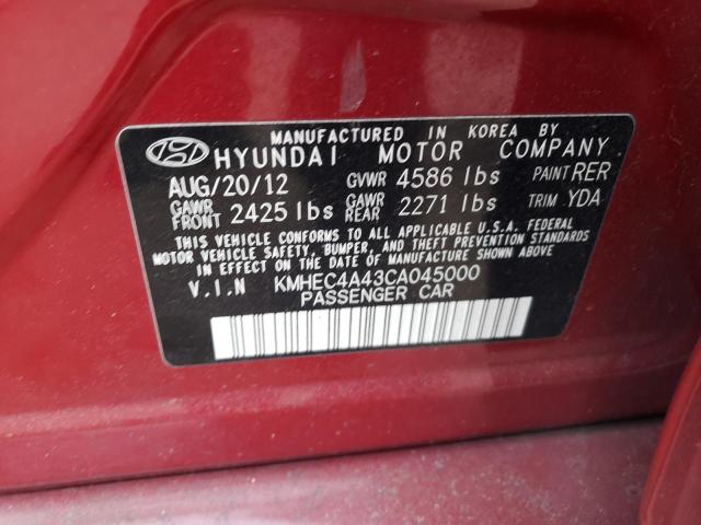 Photo 11 VIN: KMHEC4A43CA045000 - HYUNDAI SONATA 